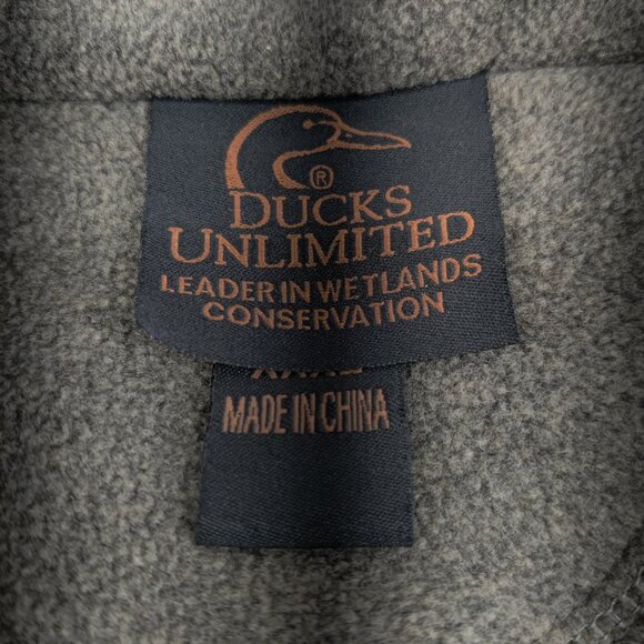 Ducks Unlimited Vest Mens 3XL Gray Fleece Full Zip Embroidered Hunting Outdoors - Picture 3 of 11